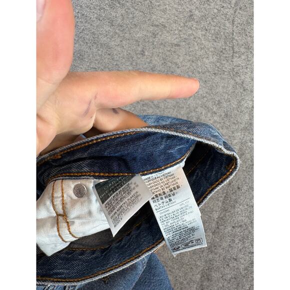 Levis Denim Jean Side Slit Midi Skirt Womens 29 Blue 5 Pockets Faded Button Fly - Picture 7 of 9